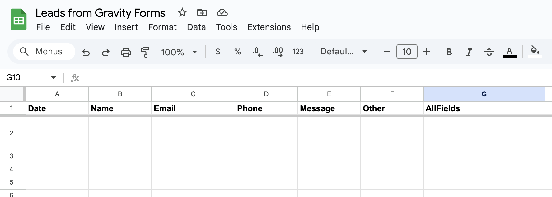 Gravity Form to Google Sheet